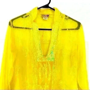 LULI K YELLOW SWIMWEAR  TUNIQUE SEQUINS SIZE SMALL
